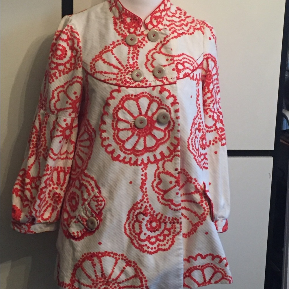 Unique white/orange cotton jacket